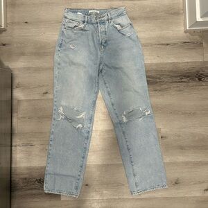 Light Wash Distressed High-Rise Jeans